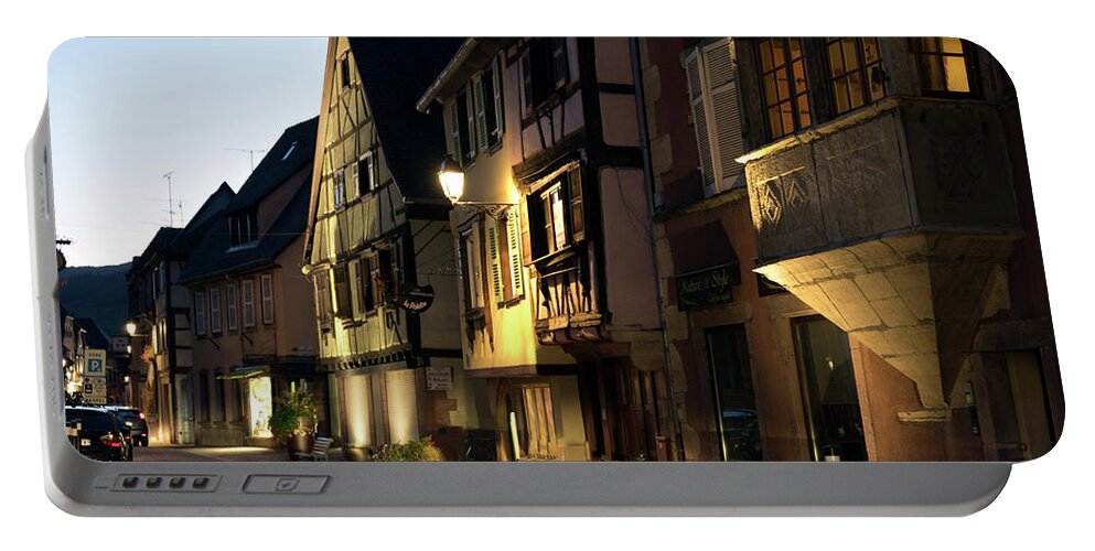 House Portable Battery Charger featuring the photograph Grand-Rue in Turckheim at nightfall by RicardMN Photography