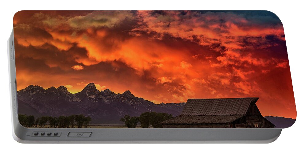 Tetons Portable Battery Charger featuring the photograph Grand Sunset in the Tetons by Jon Glaser