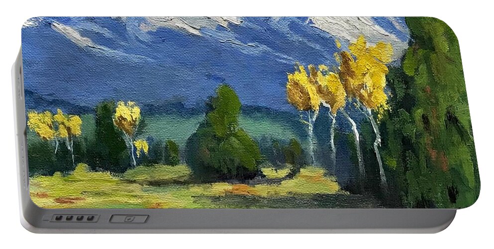 Grand Tetons Portable Battery Charger featuring the painting Grand Tetons by Shawn Smith