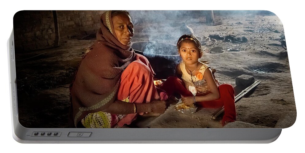 Grandma Portable Battery Charger featuring the photograph Grandma and grand daughter by Usha Peddamatham