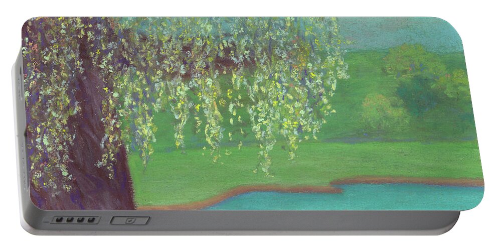 Willow Tree Portable Battery Charger featuring the pastel Grandmother Willow by Anne Katzeff