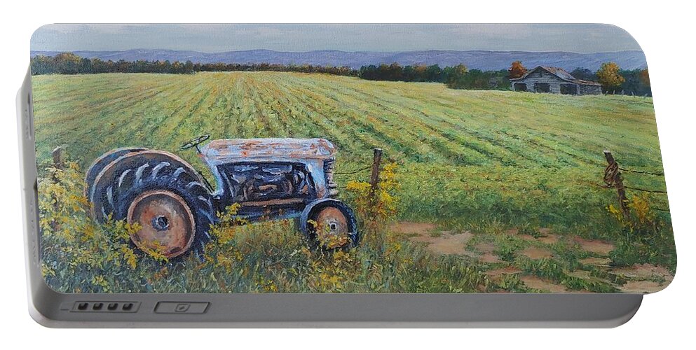 Home Portable Battery Charger featuring the painting Grandpa's Tractor by ML McCormick