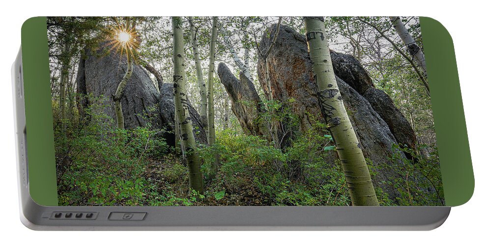 Golden Hour Portable Battery Charger featuring the photograph Granite Sentinels by Ron Long Ltd Photography