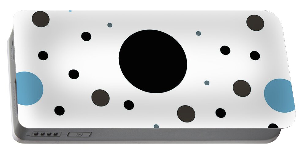 Black Portable Battery Charger featuring the digital art Graphic Polka Dots by Amelia Pearn