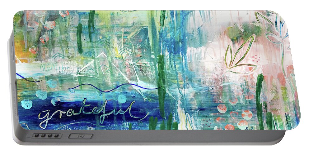 Grateful Portable Battery Charger featuring the painting Grateful by Claudia Schoen