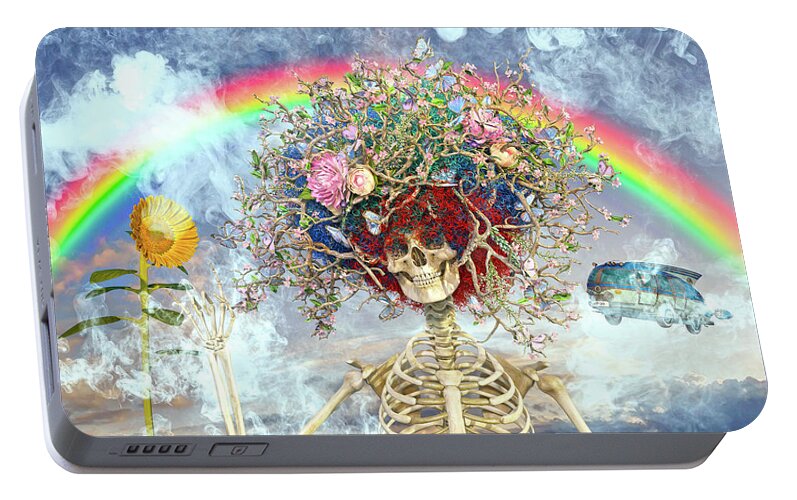 Human Portable Battery Charger featuring the digital art Grateful Dead Hippie Forever by Betsy Knapp