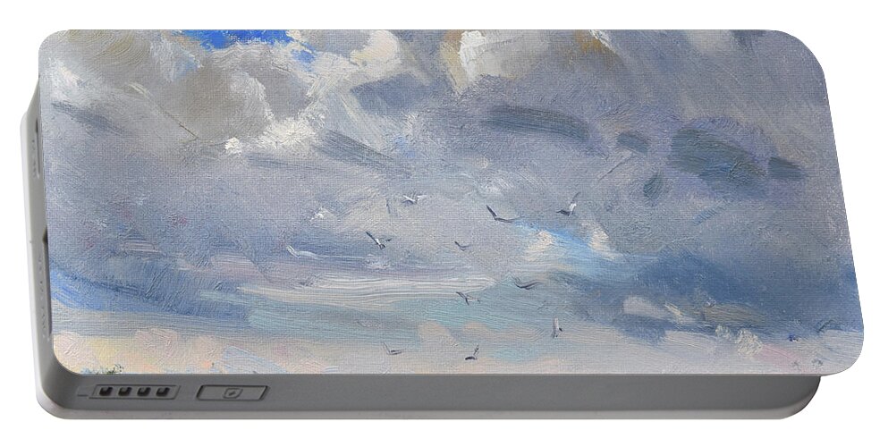 Gratwick Park Portable Battery Charger featuring the painting Gratwick Waterfront Park by Ylli Haruni