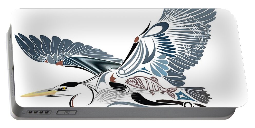  Portable Battery Charger featuring the digital art Great Blue Heron by Bryan Smith