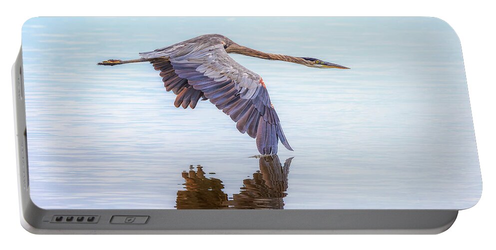 Great Blue Heron Portable Battery Charger featuring the photograph Great Blue Heron Flying by Susan Rissi Tregoning
