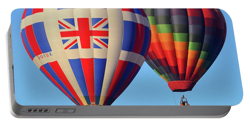 Hot Air Balloon Portable Battery Charger featuring the photograph Great Briton at the fiesta by David Lee Thompson