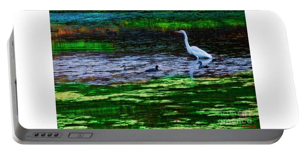  Portable Battery Charger featuring the photograph Great Egret And Three Little Ducks by Blake Richards