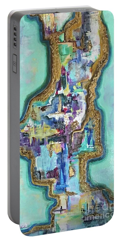 Art Portable Battery Charger featuring the painting Great island by Maria Karlosak