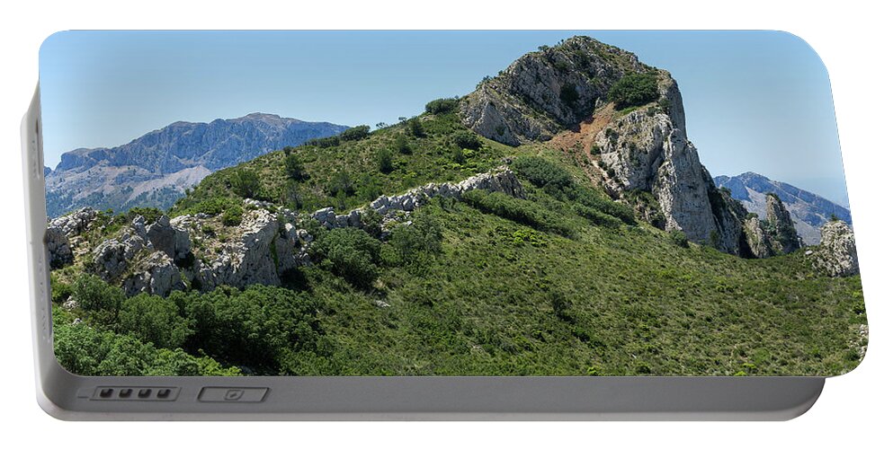 Mountains Portable Battery Charger featuring the photograph Green expanse and ascent to the crest by Adriana Mueller