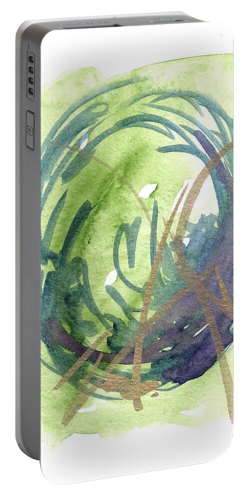 Green Portable Battery Charger featuring the painting Greeting Card 10 by Katrina Nixon