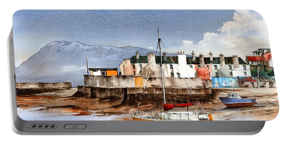  Portable Battery Charger featuring the painting GREETINGS for 2020 from Bray by Val Byrne