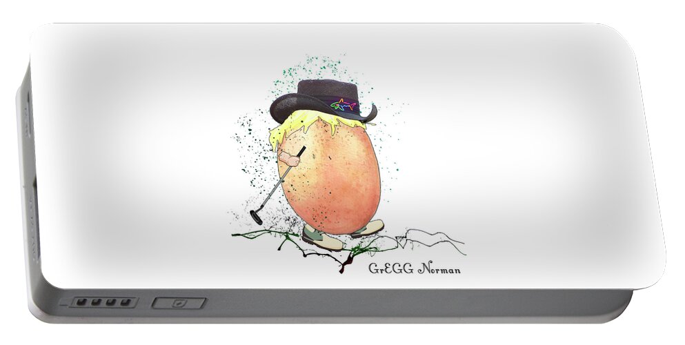 Egg Portable Battery Charger featuring the mixed media GrEGG Norman by Miki De Goodaboom
