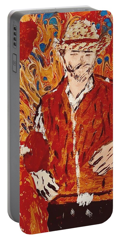 Grief Portable Battery Charger featuring the mixed media Grief by Bencasso Barnesquiat