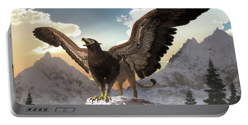 Griffin Portable Battery Charger featuring the digital art Griffin by Daniel Eskridge