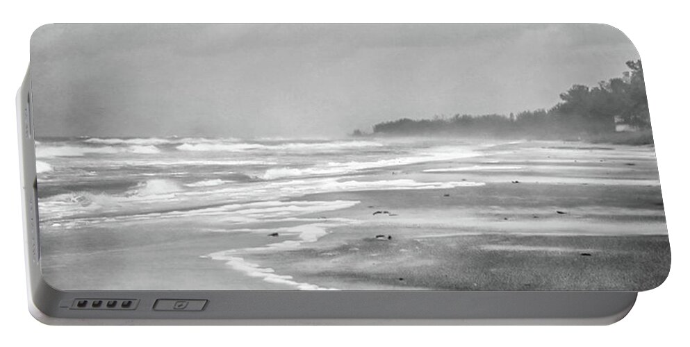 Beach Portable Battery Charger featuring the digital art Grim Beach by Richard Goldman
