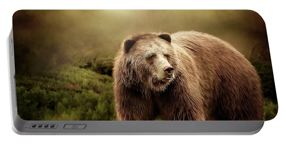 Grizzly Bear Portable Battery Charger featuring the digital art Grizzly Bear by Maggy Pease