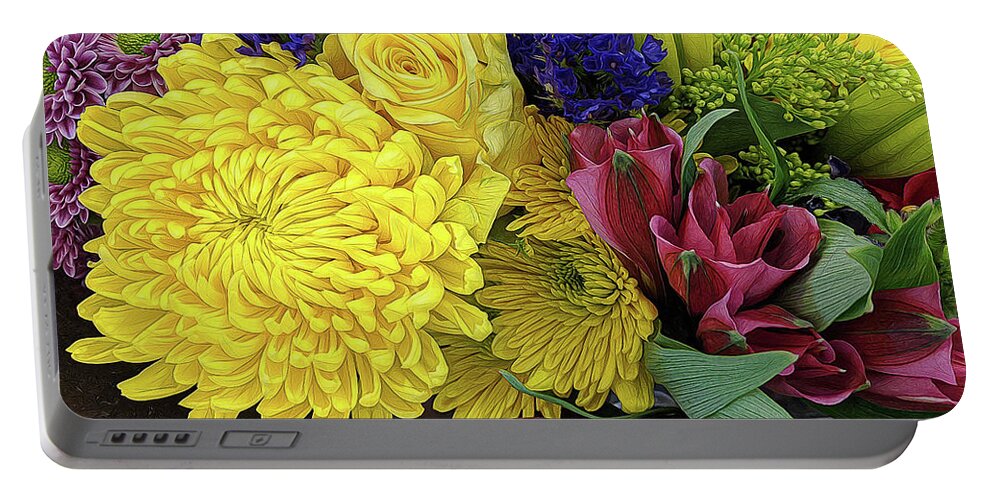 Flowers Portable Battery Charger featuring the photograph Grocery Flowers November by Georgette Grossman
