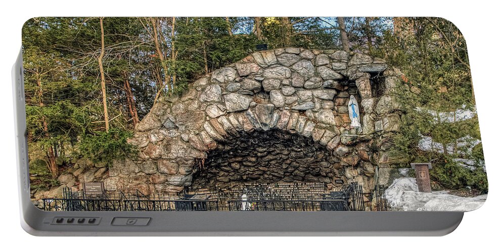 Grotto Portable Battery Charger featuring the photograph Grotto at Notre Dame University by Jerry Gammon