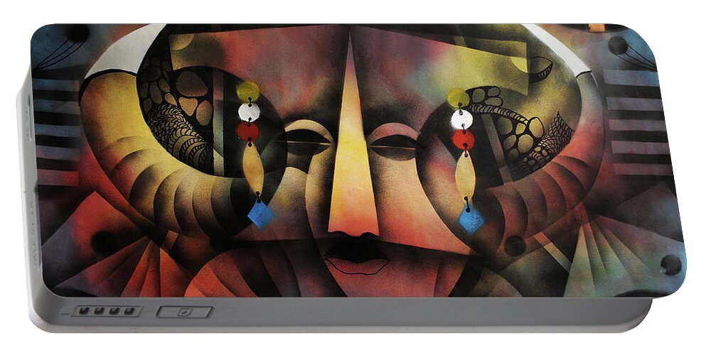 Moa Portable Battery Charger featuring the painting Guardian Angel Above by Solomon Sekhaelelo