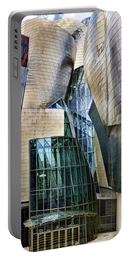 Guggenheim Portable Battery Charger featuring the photograph Guggenheim Museum Bilbao Entrance Cropped by Weston Westmoreland