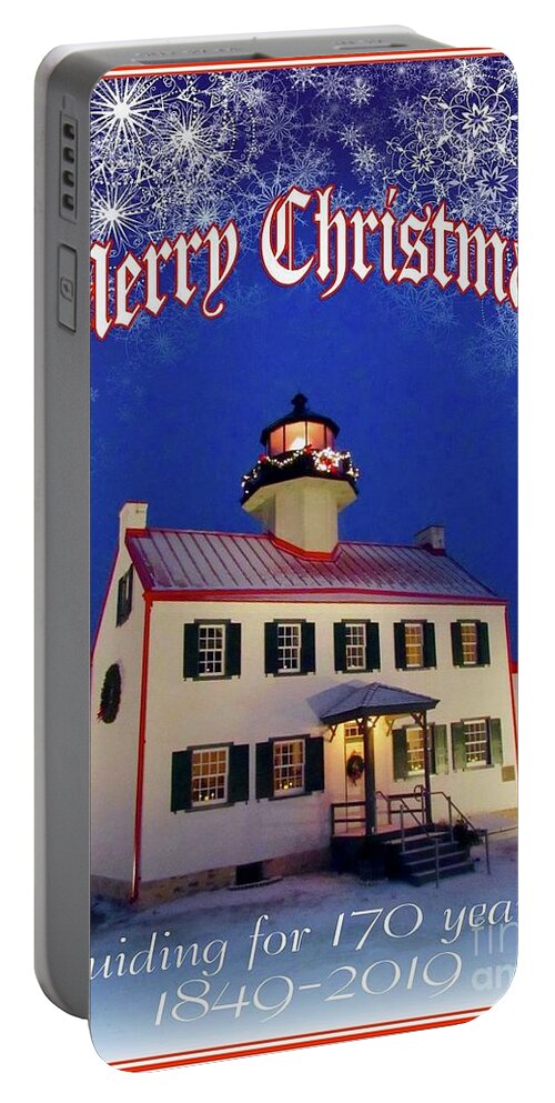 East Point Lighthouse Portable Battery Charger featuring the mixed media Guiding for 170 Years by Nancy Patterson