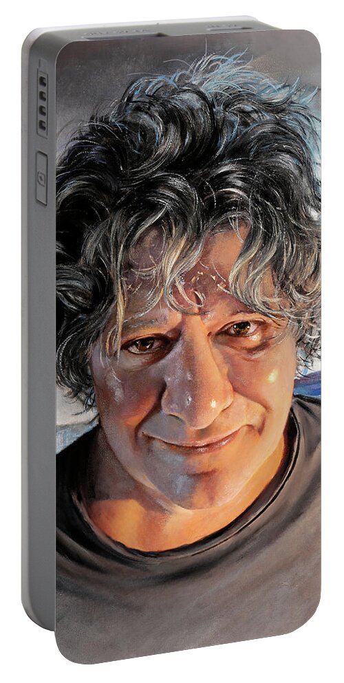 Guido Borelli Portable Battery Charger featuring the painting portrait of Guido made by Danka by Guido Borelli