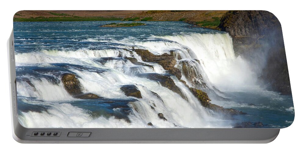 Iceland Waterfall Portable Battery Charger featuring the photograph Gullfoss Waterfall by Rebecca Herranen