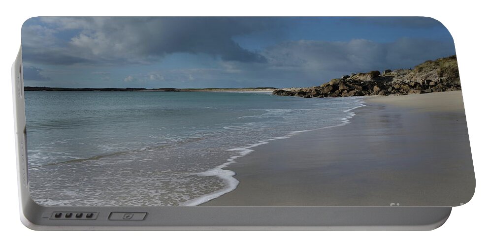 Beach Sand Ocean Blue Clouds Connemara Galway Ireland Wildatlanticway Photography Prints 2020 Portable Battery Charger featuring the photograph Gurteen sunny day by Peter Skelton