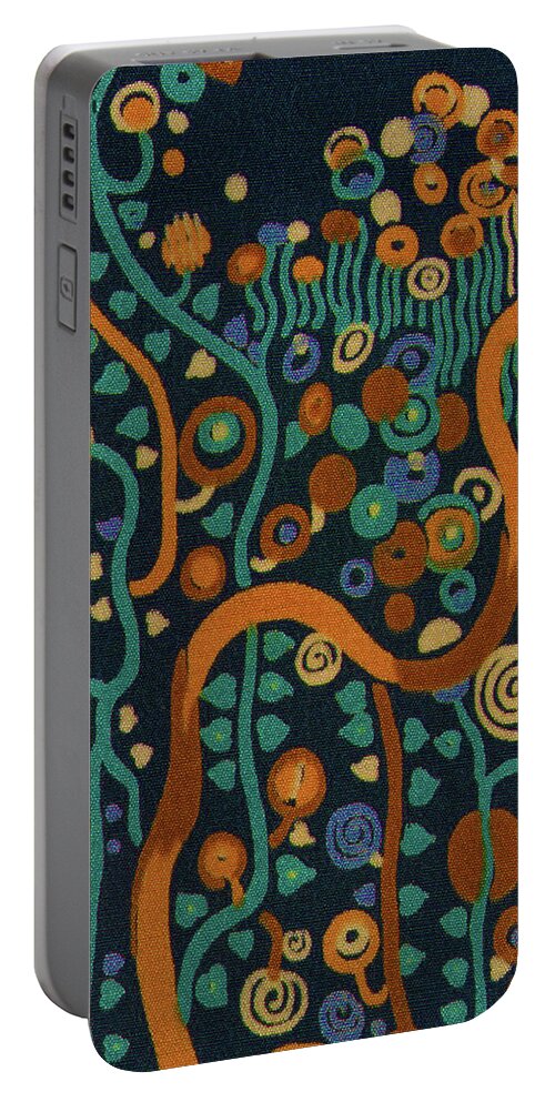 Depth Portable Battery Charger featuring the painting Gustav Klimt Ode Abstract Green by Tony Rubino