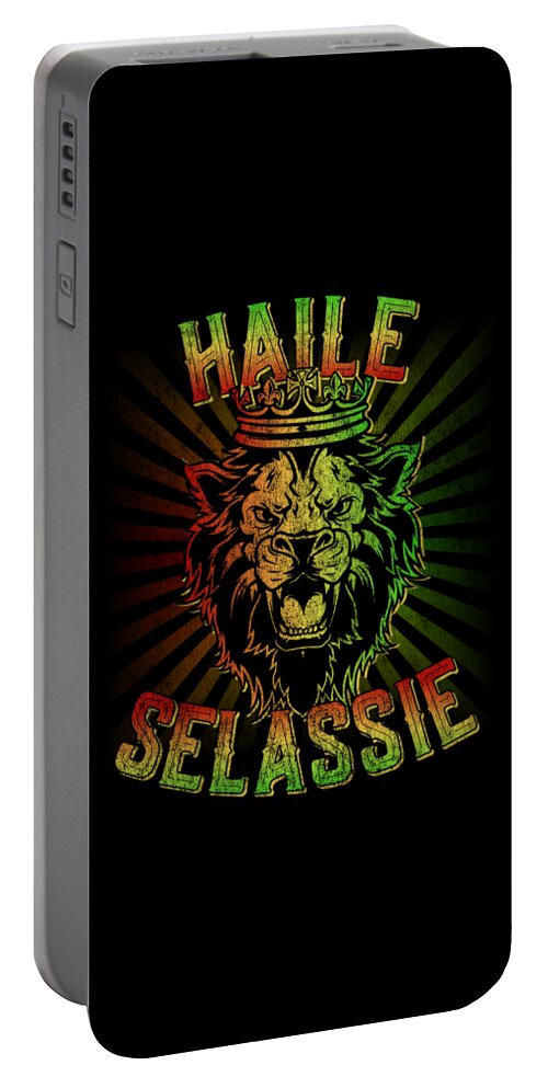 Cool Portable Battery Charger featuring the digital art Haile Selassie Jah Rastafari by Flippin Sweet Gear