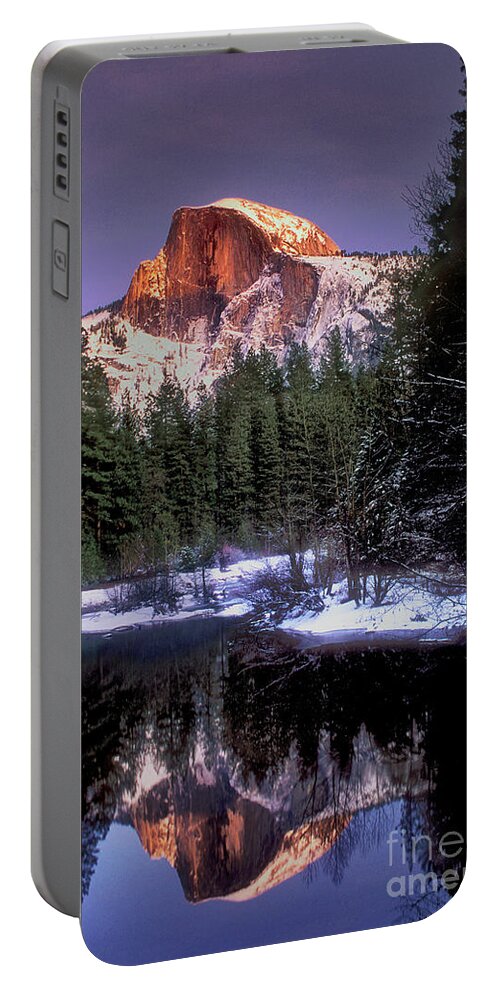 Dave Welling Portable Battery Charger featuring the photograph Half Dome Winteer Reflection Yosemite National Park by Dave Welling