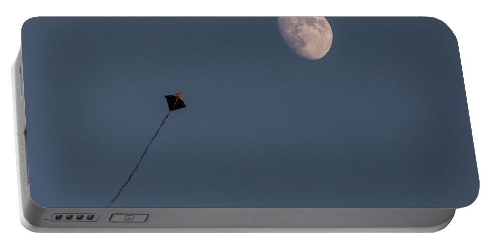 Moon Portable Battery Charger featuring the photograph Halfway There by Alex Lapidus