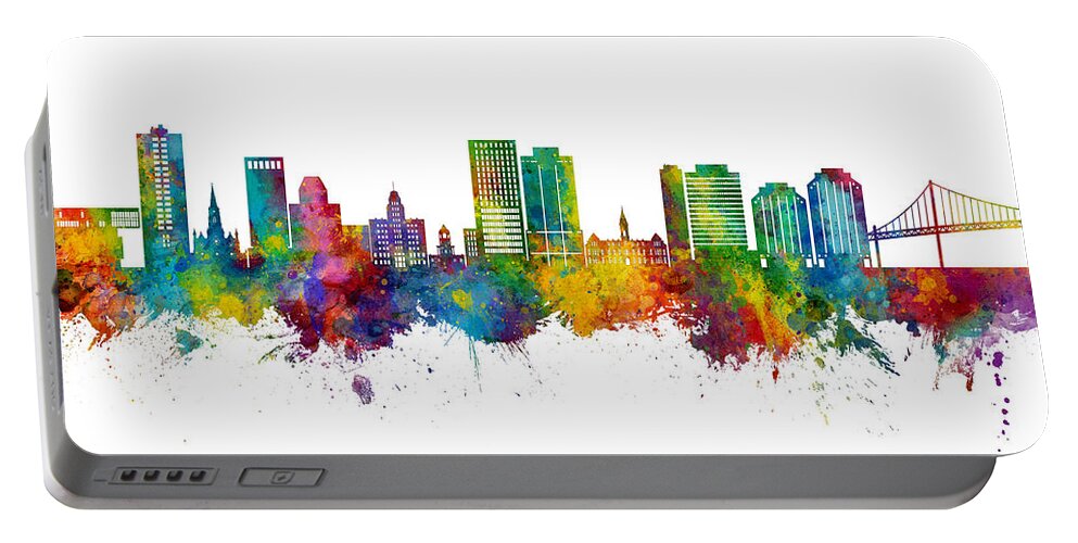 Halifax Portable Battery Charger featuring the digital art Halifax Canada Skyline #98 by Michael Tompsett
