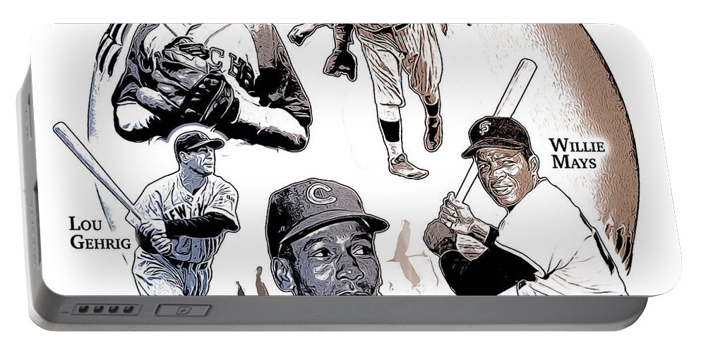 Baseball Portable Battery Charger featuring the digital art Hall of Famers by Greg Joens