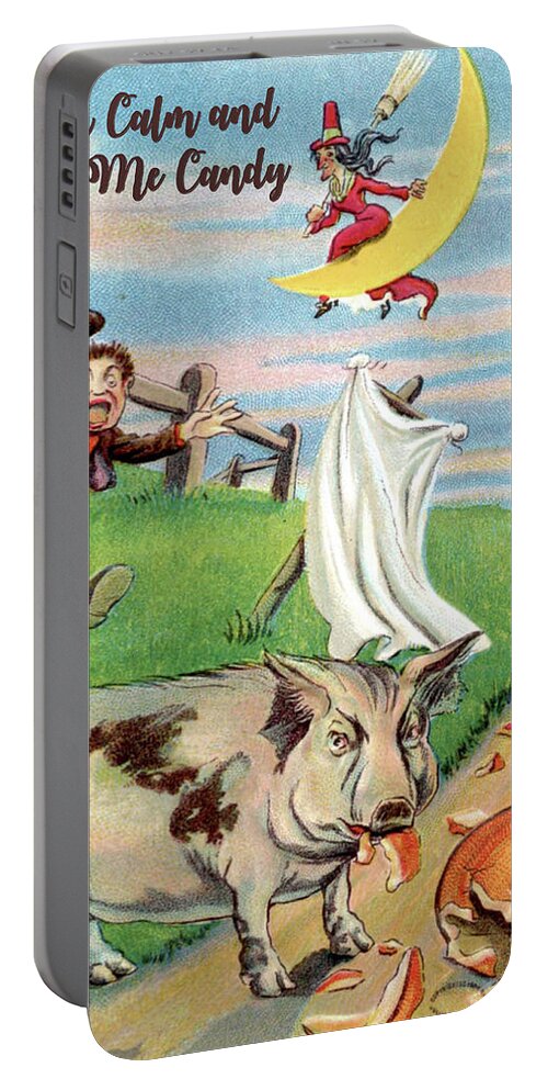 Pig Portable Battery Charger featuring the digital art Halloween Accident by Long Shot
