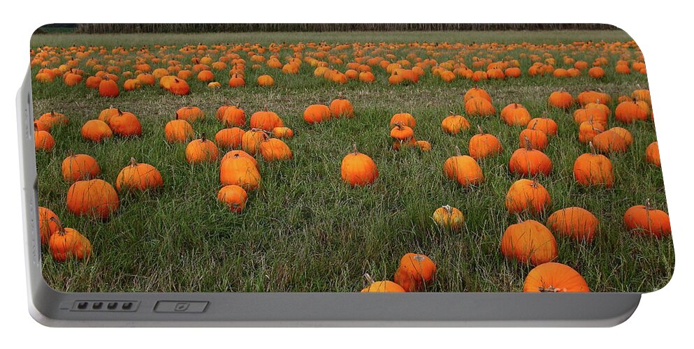 Pumpkin Portable Battery Charger featuring the photograph Halloween Pumpkin Patch 7D8388 by Wingsdomain Art and Photography