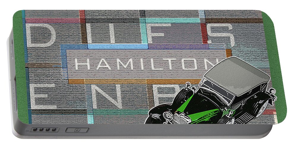 Hamilton Collection Portable Battery Charger featuring the digital art Hamilton Collection / 1934 Duesenberg by David Squibb