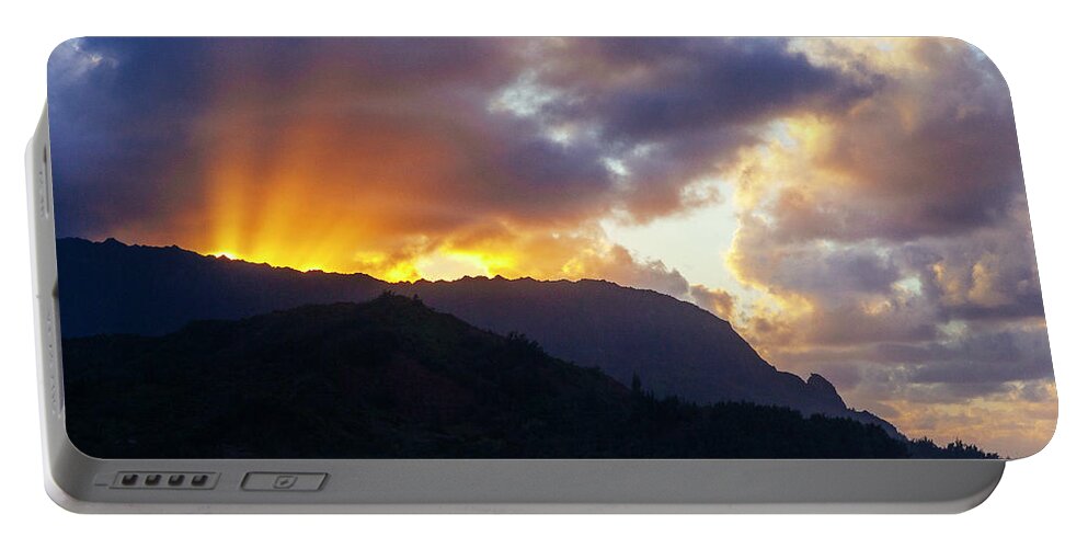 Hanalei Bay Portable Battery Charger featuring the photograph Hanalei Bay Sunset by Laura Tucker