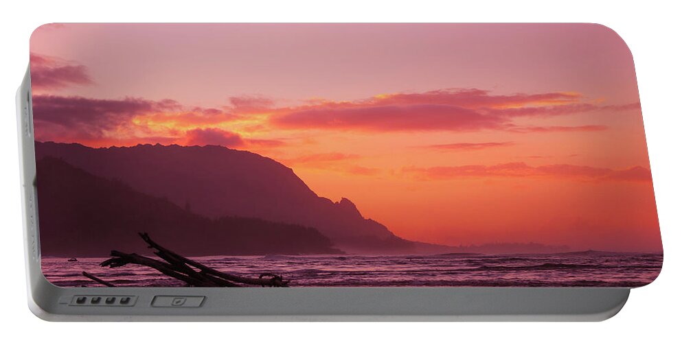 Tropical Portable Battery Charger featuring the photograph Hanalei Sunset by Tony Spencer