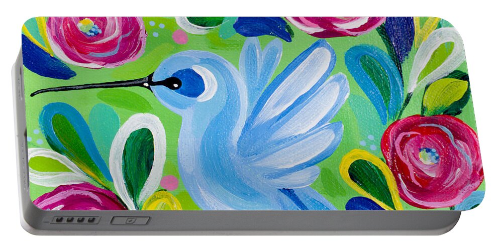 Hummingbird Portable Battery Charger featuring the painting Hanging Around by Beth Ann Scott