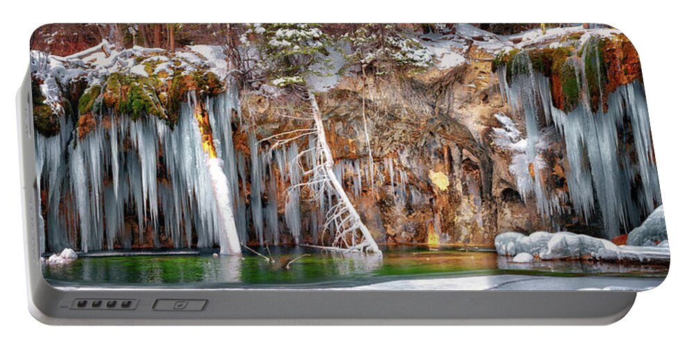 Hanging Lake Tunnel Portable Battery Charger featuring the photograph Hanging Lake Winter Panorama by OLena Art