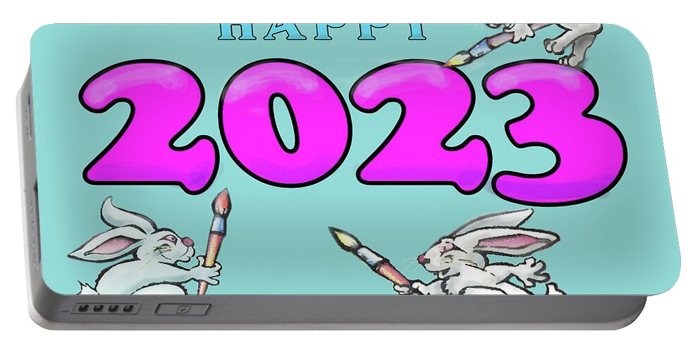 2023 Portable Battery Charger featuring the digital art Happy 2023 by Kevin Middleton