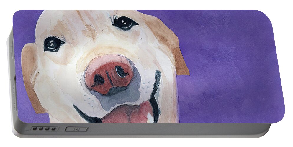 Labrador Retriever Portable Battery Charger featuring the painting Happy Dog by Deborah League