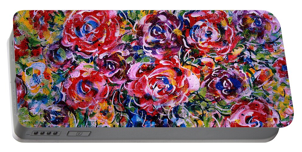 Flowers Portable Battery Charger featuring the painting Happy Expressions by Natalie Holland
