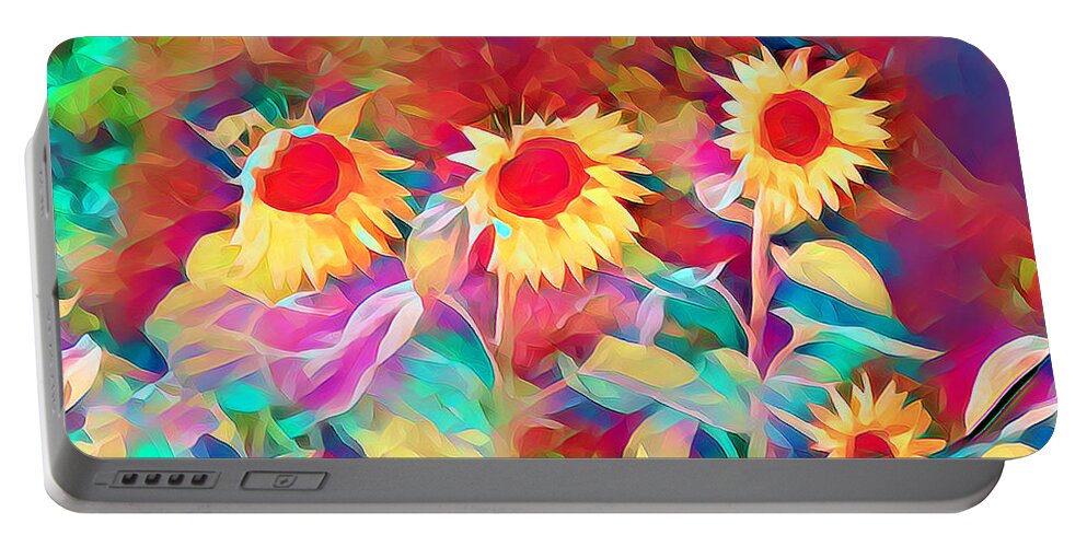Sunflower Portable Battery Charger featuring the photograph Happy Faces by Carol Randall
