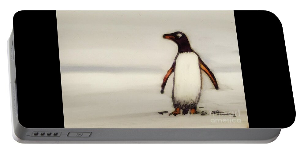 Penguin Portable Battery Charger featuring the painting Happy Feet by Shelley Myers
